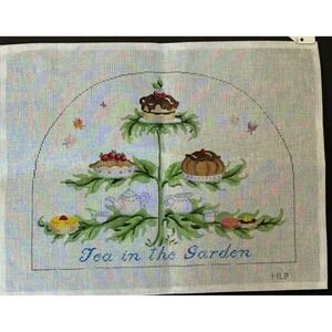 Mary Louise Pivec MLP Hand Painted Needlepoint Canvas "Tea in the Garden"